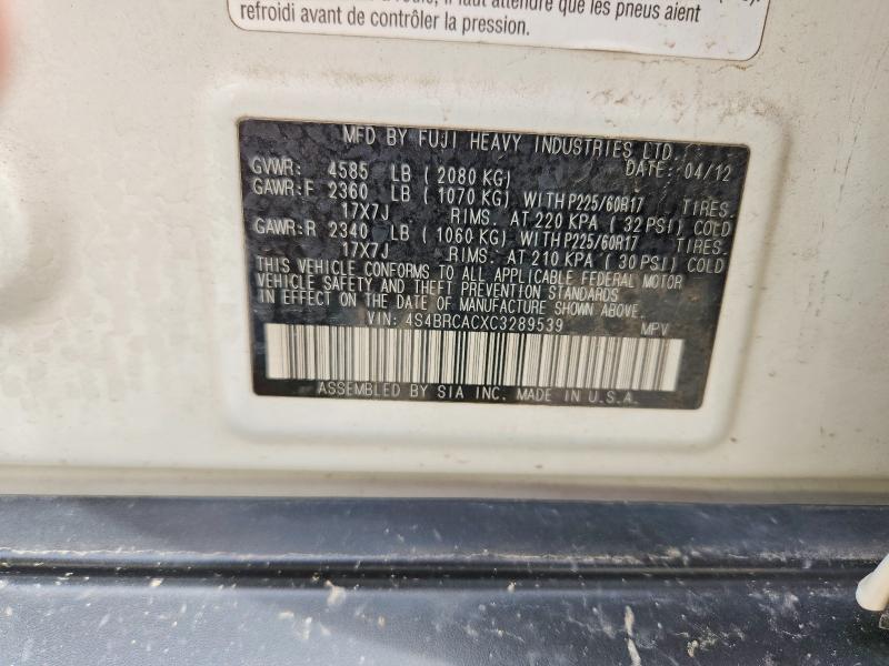Продажа на аукционе авто 2012 Subaru Outback, vin: 4S4BRCACXC3289539, номер лота: 54854166