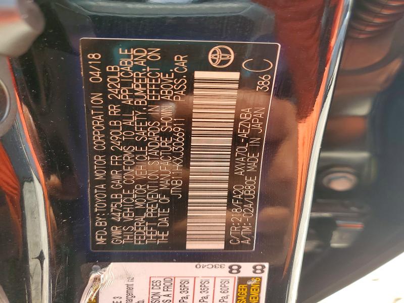2018 Toyota Camry მანქანა იყიდება აუქციონზე, vin: JTNB11HKXJ3066911, აუქციონის ნომერი: 56319176