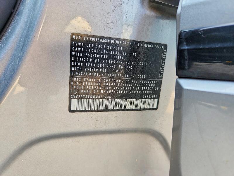 Продаж на аукціоні авто 2021 Volkswagen Tiguan, vin: 3VV2B7AX5MM023236, номер лоту: 57777596