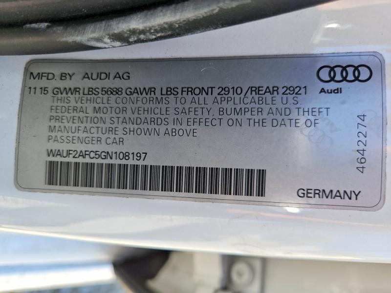 Aukcja sprzedaży 2016 Audi S6, vin: WAUF2AFC5GN108197, numer aukcji: 55920306