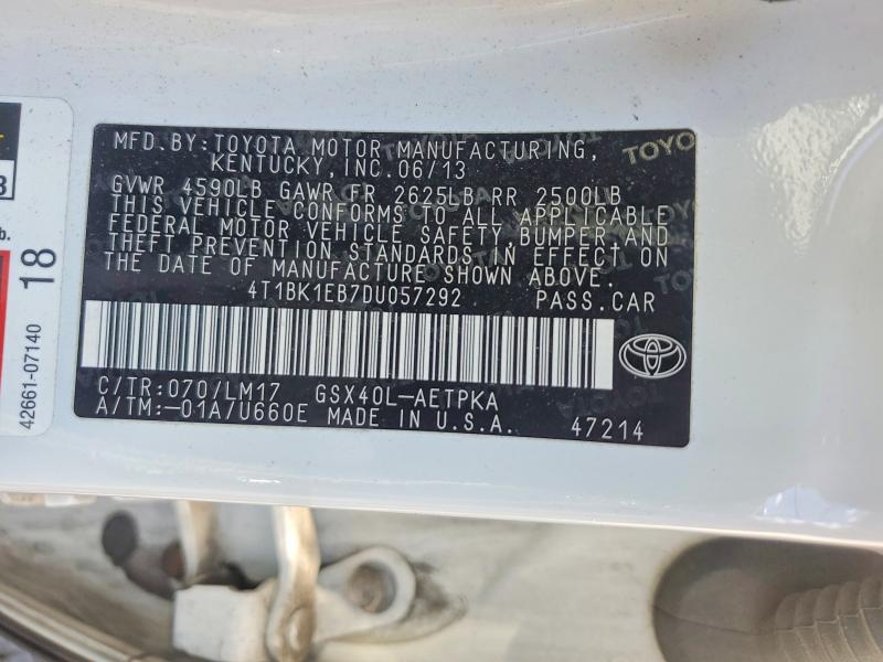 2013 Toyota Avalon მანქანა იყიდება აუქციონზე, vin: 4T1BK1EB7DU057292, აუქციონის ნომერი: 57489586