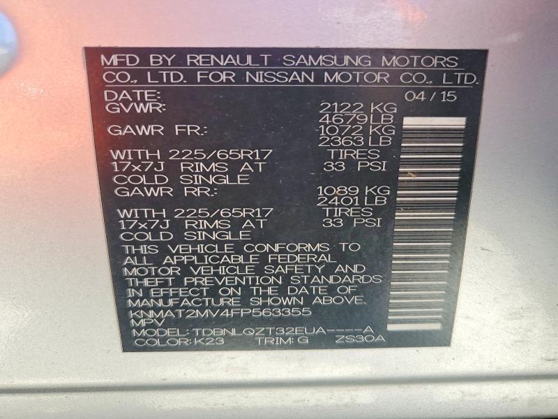 Продаж на аукціоні авто 2015 Nissan Rogue, vin: KNMAT2MV4FP563355, номер лоту: 54537186