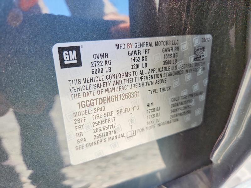 2017 Chevrolet Colorado მანქანა იყიდება აუქციონზე, vin: 1GCGTDEN6H1268381, აუქციონის ნომერი: 57820476