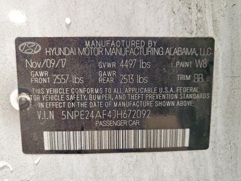 55604786 :رقم المزاد ، 5NPE24AF4JH672092 vin ، 2018 Hyundai Sonata مزاد بيع