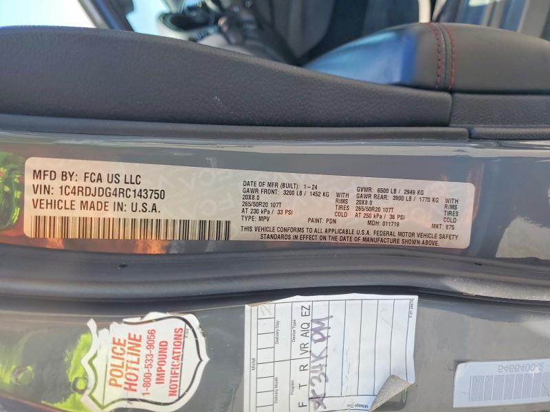 Продаж на аукціоні авто 2024 Dodge Durango, vin: 1C4RDJDG4RC143750, номер лоту: 55325756