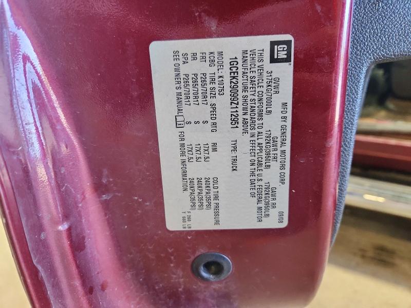2009 Chevrolet Silverado მანქანა იყიდება აუქციონზე, vin: 1GCEK29099Z112951, აუქციონის ნომერი: 55968506