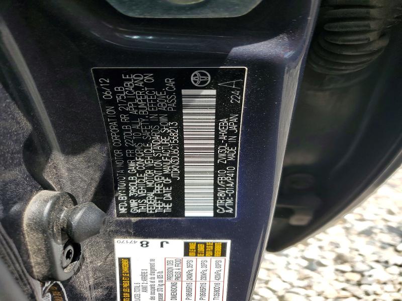 56020246 :رقم المزاد ، JTDKN3DU6C1568213 vin ، 2012 Toyota Prius مزاد بيع