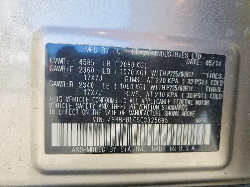 Auction sale of the 2014 Subaru Outback, vin: 4S4BRBLC5E3325695, lot number: 58157486