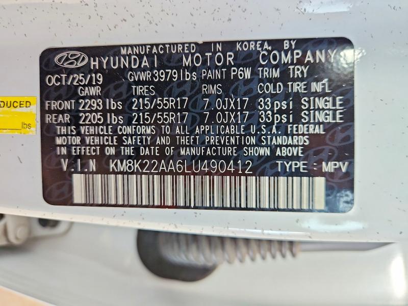 Aukcja sprzedaży 2020 Hyundai Kona, vin: KM8K22AA6LU490412, numer aukcji: 58319176