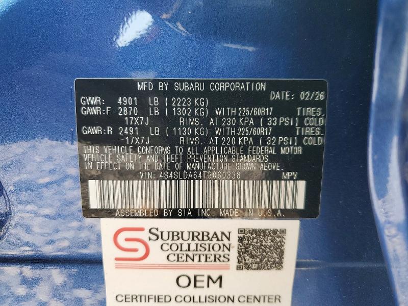 Продаж на аукціоні авто 2026 Subaru Forester, vin: 4S4SLDA64T3060338, номер лоту: 56143646