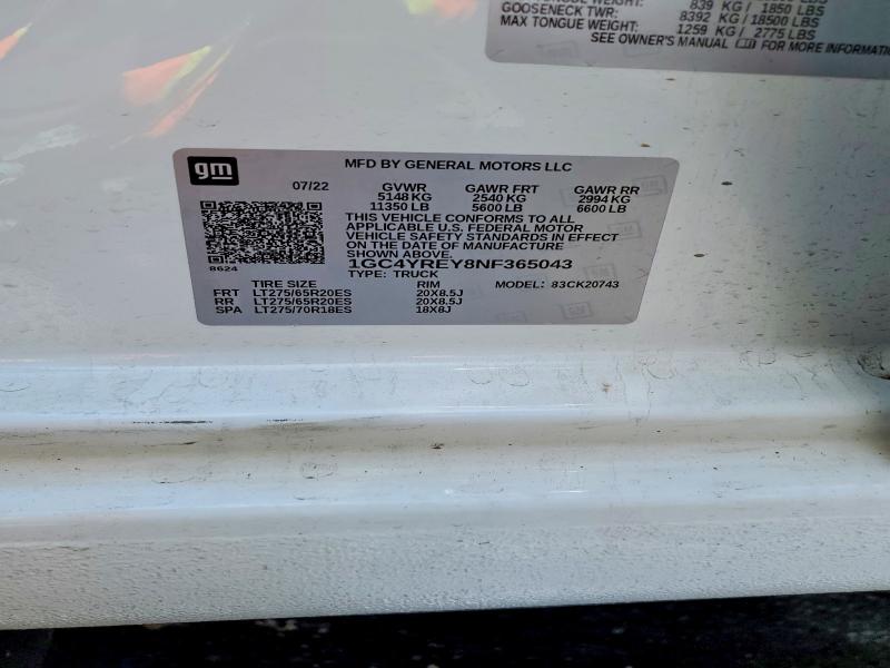 Aukcja sprzedaży 2022 Chevrolet Silverado, vin: 1GC4YREY8NF365043, numer aukcji: 56480166