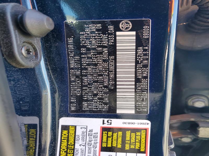 Продаж на аукціоні авто 2018 Toyota Camry, vin: 4T1B11HK6JU658316, номер лоту: 56169616