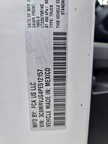 Продажа на аукционе авто 2023 Ram Promaster 3500, vin: 3C6MRVJG4PE512157, номер лота: 59662826