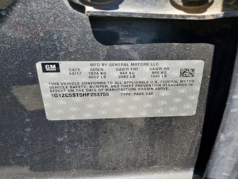 58476746 :رقم المزاد ، 1G1ZC5ST5HF253755 vin ، 2017 Chevrolet Malibu مزاد بيع