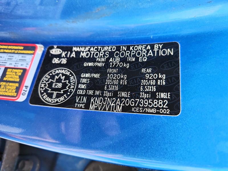 57905716 :رقم المزاد ، KNDJN2A20G7395882 vin ، 2016 Kia Soul مزاد بيع