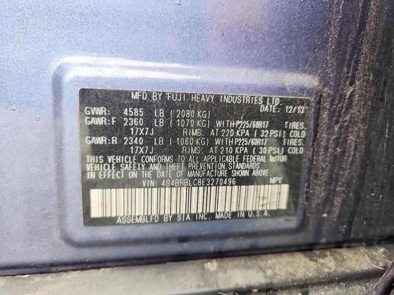 Продажа на аукционе авто 2014 Subaru Outback, vin: 4S4BRBLC8E3270496, номер лота: 57931126