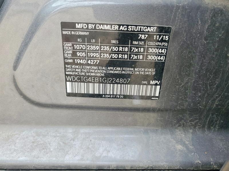 55506176 :رقم المزاد ، WDCTG4EB1GJ224807 vin ، 2016 Mercedes-benz Gla مزاد بيع