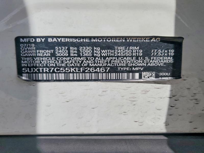 Aukcja sprzedaży 2019 Bmw X3, vin: 5UXTR7C55KLF26467, numer aukcji: 52615516