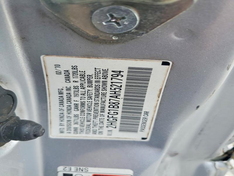 Продаж на аукціоні авто 2010 Honda Civic, vin: 2HGFG1B87AH521794, номер лоту: 55738946