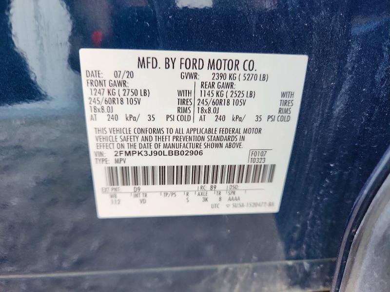 Продажа на аукционе авто 2020 Ford Edge, vin: 2FMPK3J90LBB02906, номер лота: 57578976
