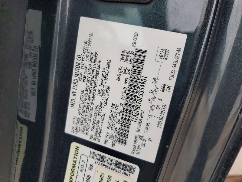 Продажа на аукционе авто 2015 Ford Mustang, vin: 1FA6P8CF0F5354901, номер лота: 56432686
