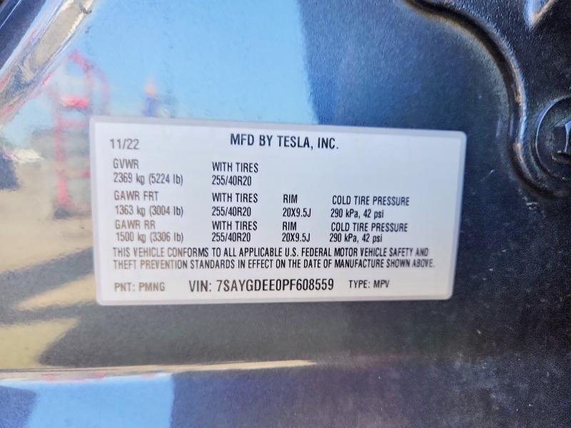 Auction sale of the 2023 Tesla Model Y, vin: 7SAYGDEE0PF608559, lot number: 56862446
