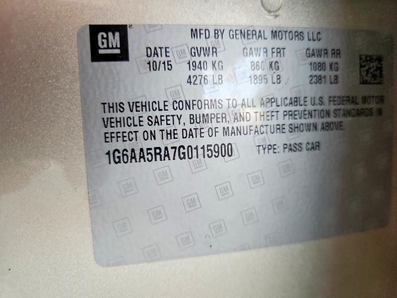 57729826 :رقم المزاد ، 1G6AA5RA7G0115900 vin ، 2016 Cadillac Ats مزاد بيع