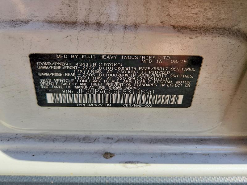 Aukcja sprzedaży 2015 Subaru Xv Crosstrek, vin: JF2GPACC9F8319690, numer aukcji: 55524416