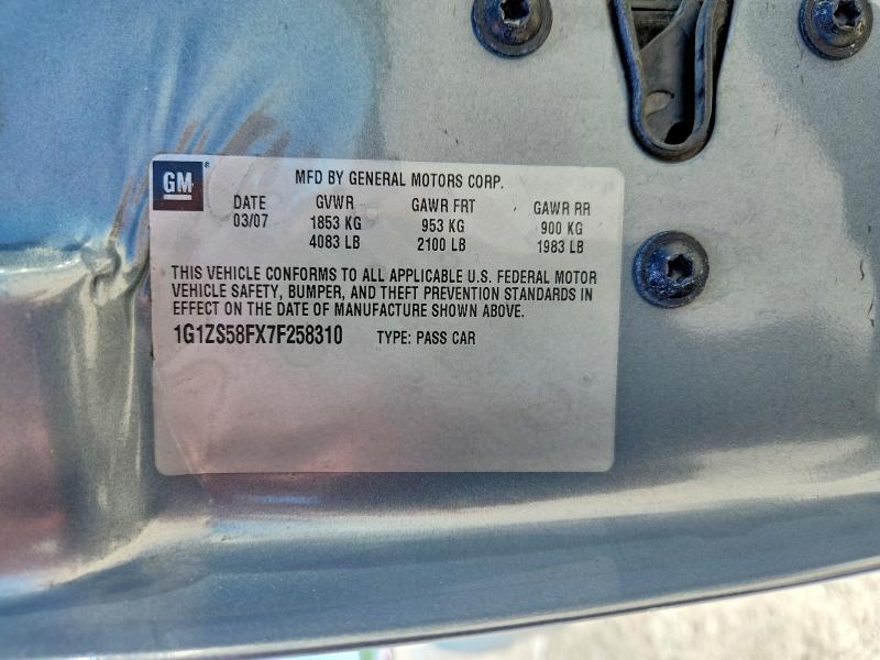 Aukcja sprzedaży 2007 Chevrolet Malibu, vin: 1G1ZS58FX7F258310, numer aukcji: 58456346