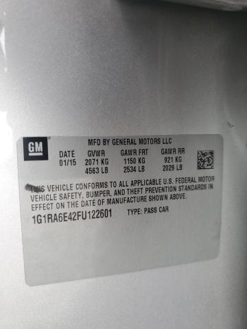 Продажа на аукционе авто 2015 Chevrolet Volt, vin: 1G1RA6E42FU122601, номер лота: 55709776