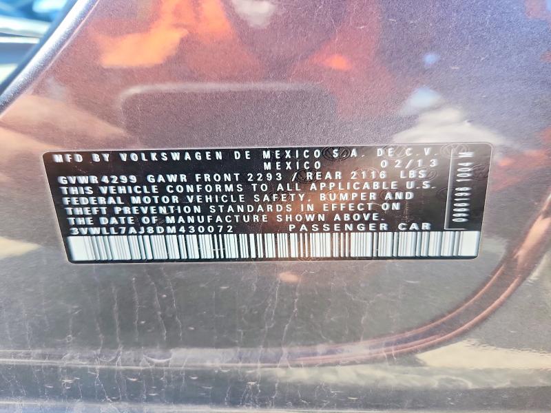 Продажа на аукционе авто 2013 Volkswagen Jetta, vin: 3VWLL7AJ8DM430072, номер лота: 57432796