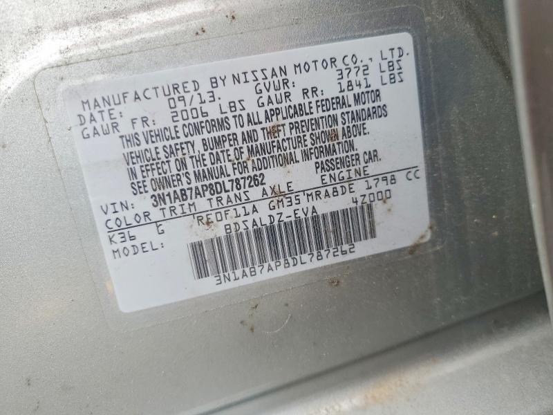 Продаж на аукціоні авто 2013 Nissan Sentra, vin: 3N1AB7AP8DL787262, номер лоту: 58984046