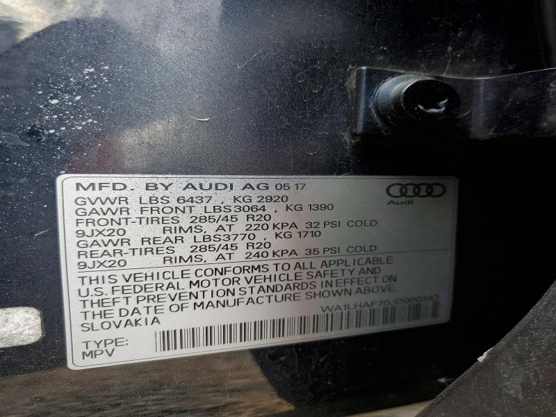 58907716 :رقم المزاد ، WA1LHAF70JD000343 vin ، 2018 Audi Q7 مزاد بيع