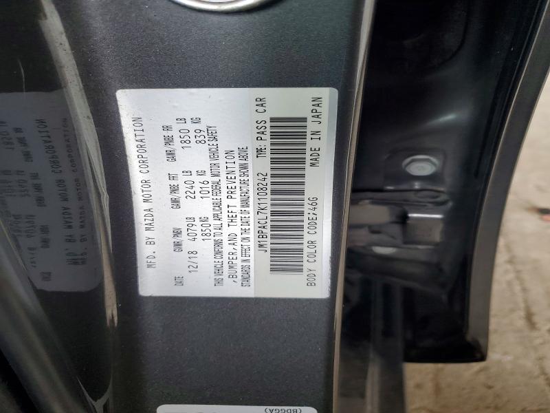 2019 Mazda 3 მანქანა იყიდება აუქციონზე, vin: JM1BPACL7K1108242, აუქციონის ნომერი: 56107986