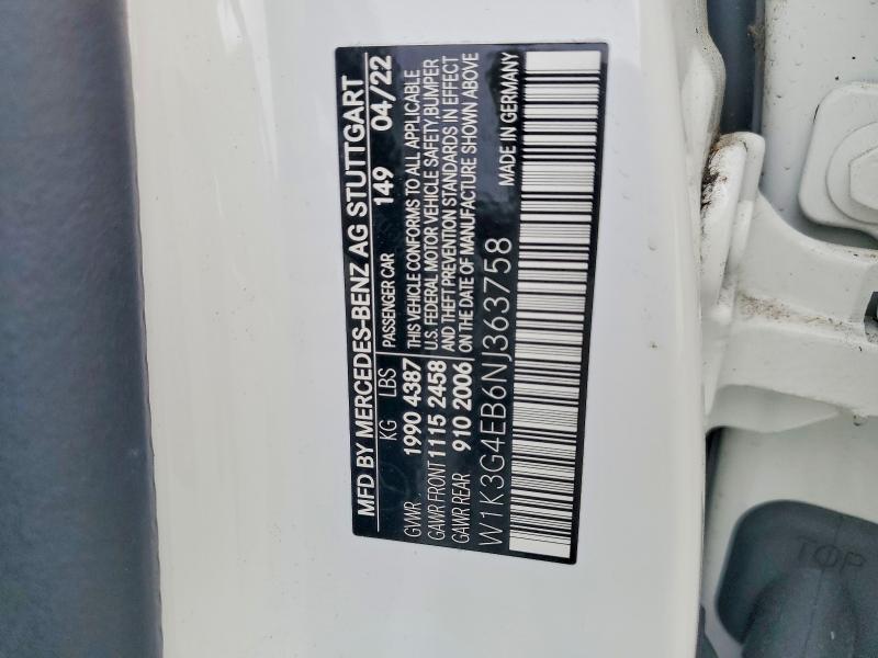 2022 Mercedes-benz A მანქანა იყიდება აუქციონზე, vin: W1K3G4EB6NJ363758, აუქციონის ნომერი: 56117206