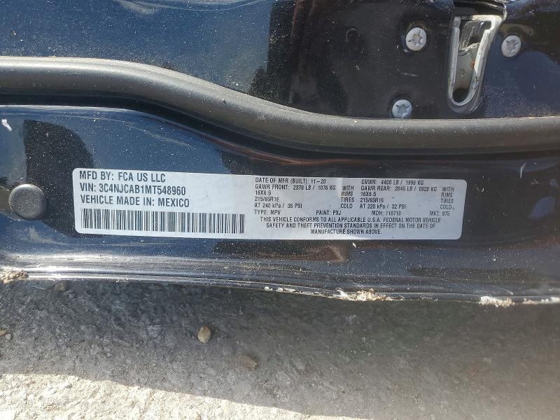 2021 Jeep Compass მანქანა იყიდება აუქციონზე, vin: 3C4NJCAB1MT548960, აუქციონის ნომერი: 57864426
