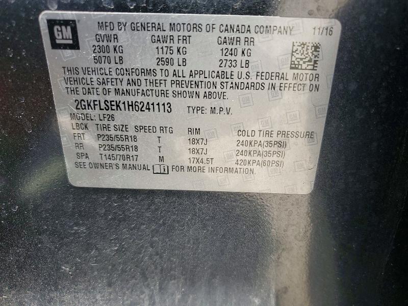 2017 Gmc Terrain მანქანა იყიდება აუქციონზე, vin: 2GKFLSEK1H6241113, აუქციონის ნომერი: 55802276