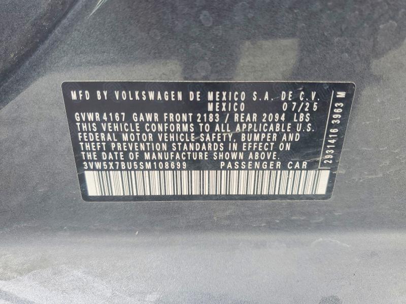 2025 Volkswagen Jetta მანქანა იყიდება აუქციონზე, vin: 3VW5X7BU5SM108699, აუქციონის ნომერი: 55605616