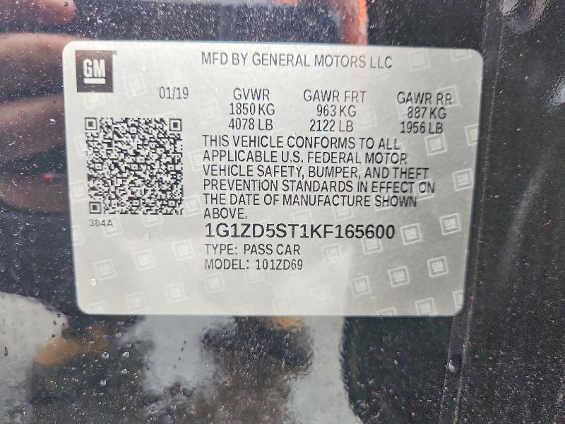 Продажа на аукционе авто 2019 Chevrolet Malibu, vin: 1G1ZD5ST1KF165600, номер лота: 57602086