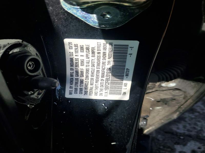 Aukcja sprzedaży 2020 Honda Civic, vin: 19XFC2F69LE016184, numer aukcji: 57016166