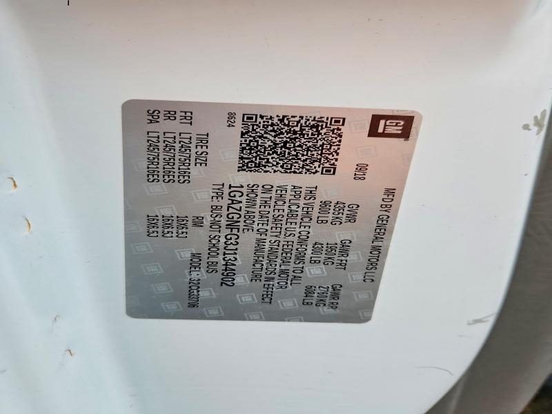 Aukcja sprzedaży 2018 Chevrolet Express G3500, vin: 1GAZGNFG3J1344902, numer aukcji: 57889776