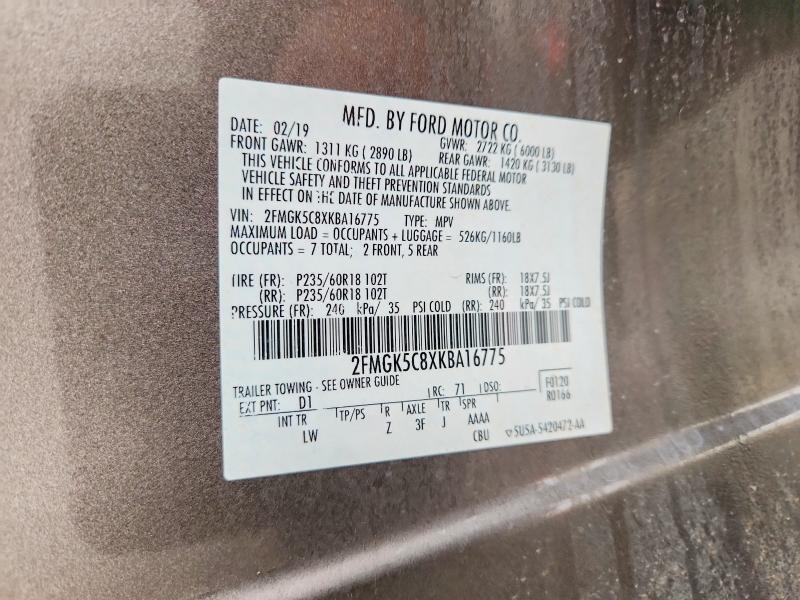 Продажа на аукционе авто 2019 Ford Flex, vin: 2FMGK5C8XKBA16775, номер лота: 57891726