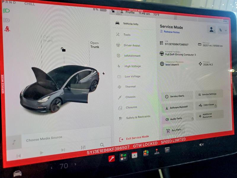 Auction sale of the 2019 Tesla Mdl 3, vin: 5YJ3E1EB6KF386507, lot number: 54251076