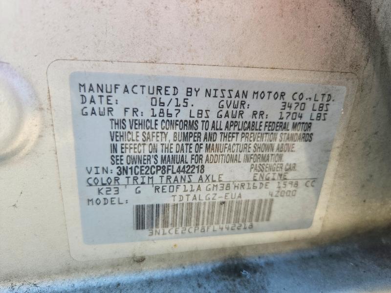2015 Nissan Versa Note მანქანა იყიდება აუქციონზე, vin: 3N1CE2CP8FL442218, აუქციონის ნომერი: 54760516
