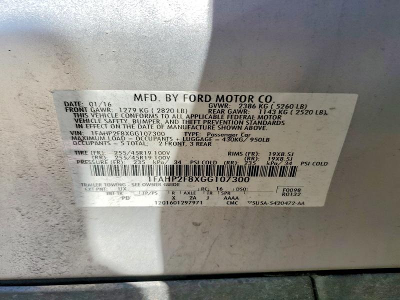 Продажа на аукционе авто 2016 Ford Taurus, vin: 1FAHP2F8XGG107300, номер лота: 58110866
