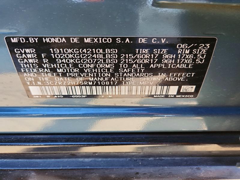 Продаж на аукціоні авто 2024 Honda Hr-v, vin: 3CZRZ2H75RM710817, номер лоту: 57149676