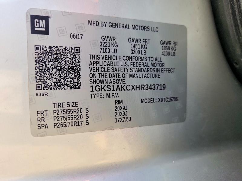 Продаж на аукціоні авто 2017 Gmc Yukon, vin: 1GKS1AKCXHR343719, номер лоту: 56983036