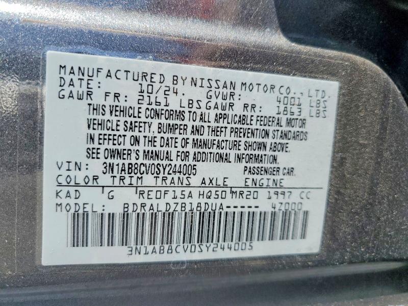 Продаж на аукціоні авто 2025 Nissan Sentra, vin: 3N1AB8CV0SY244005, номер лоту: 57271036
