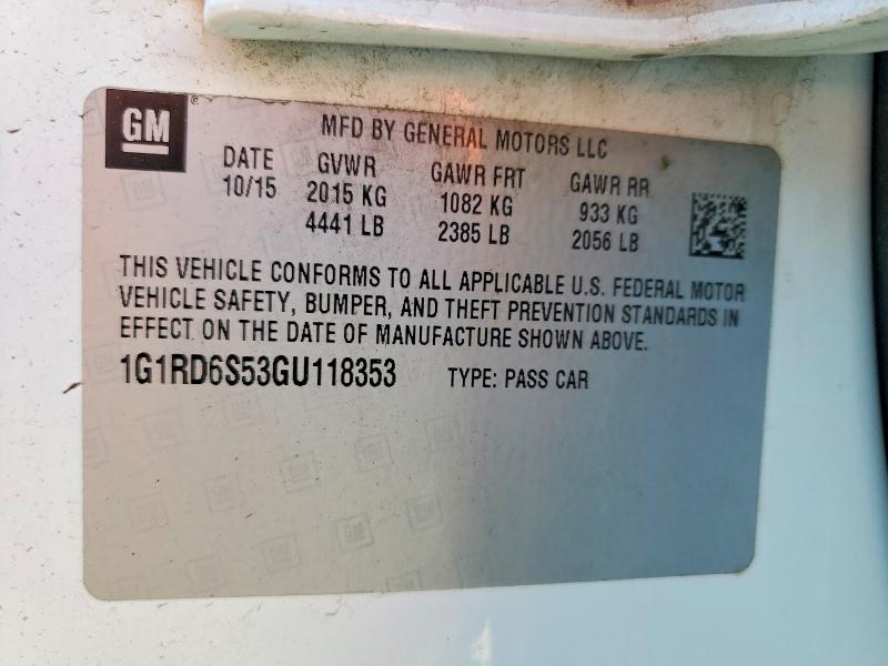 Продажа на аукционе авто 2016 Chevrolet Volt, vin: 1G1RD6S53GU118353, номер лота: 57115096