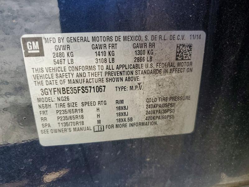 Продажа на аукционе авто 2015 Cadillac Srx, vin: 3GYFNBE35FS571067, номер лота: 55965026